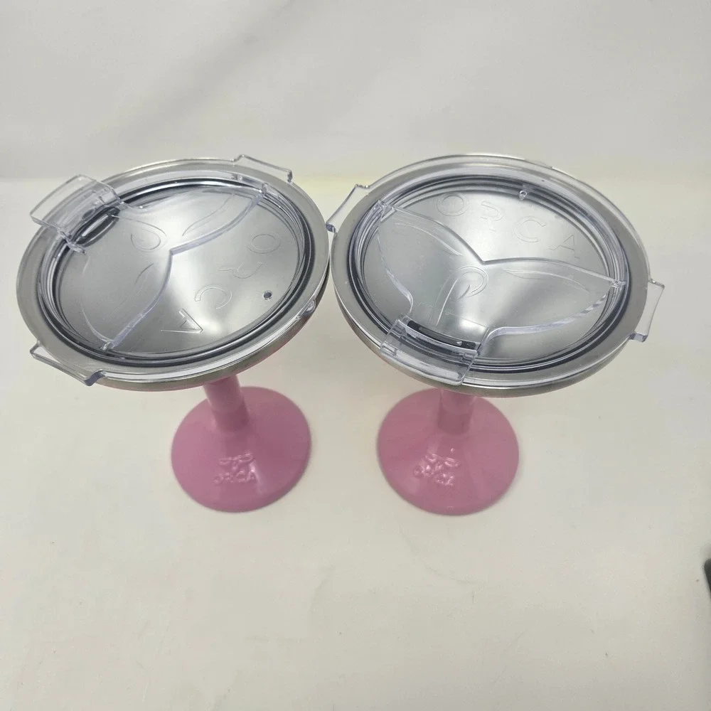 ORCA Martini Tumbler Set of 2 Pink 8oz Insulated Stainless Steel Cocktail Glasse